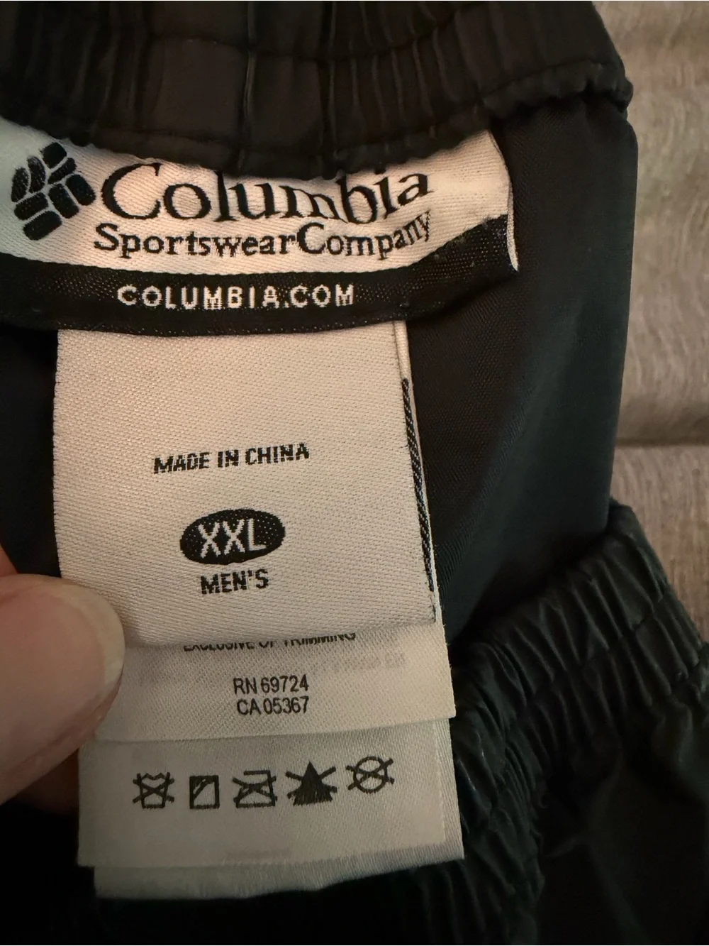 COLUMBIA Men’s Rain Pants SZ XXL Black Elastic Waistband Outdoors
